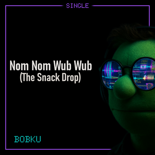 Cover art for Bobku’s track Nom Nom Wub Wub, subtitled The Snack Drop.